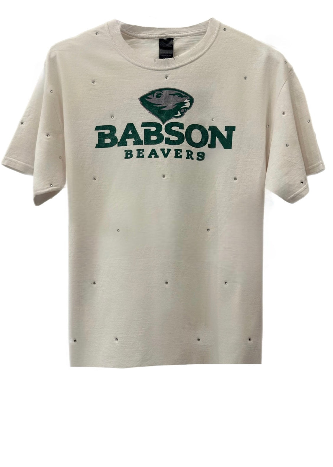 Babson University, Retro Tee with Overall Crystal Design – ShopCrystalRags