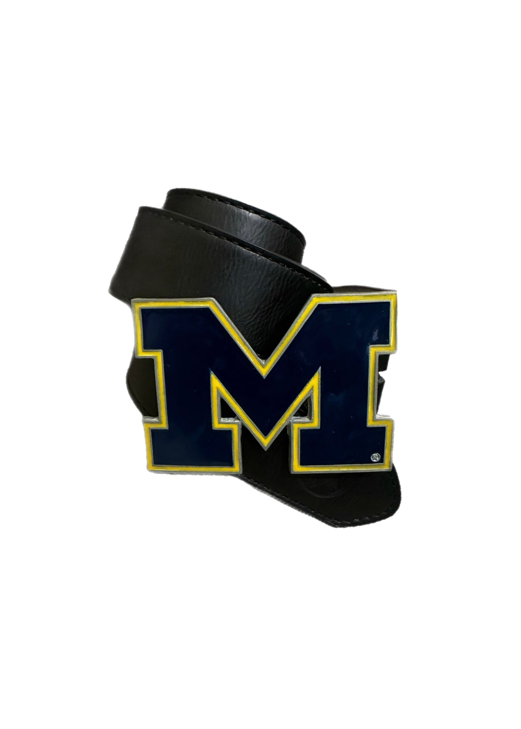 University of Michigan Vintage Belt Buckle with New Soft Leather Strap