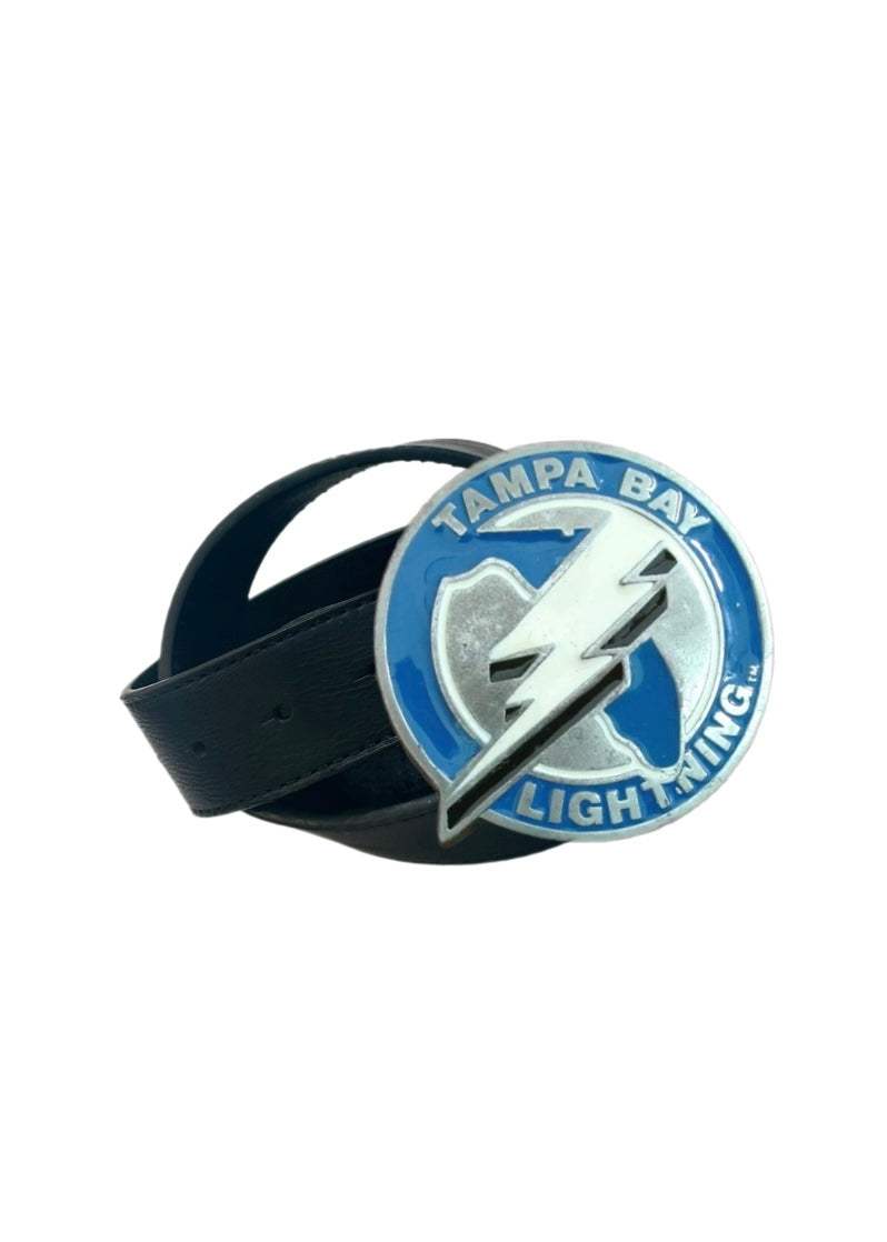 Tampa Bay Lightning, Hockey Vintage 1991 Belt Buckle with New Soft Leather Strap