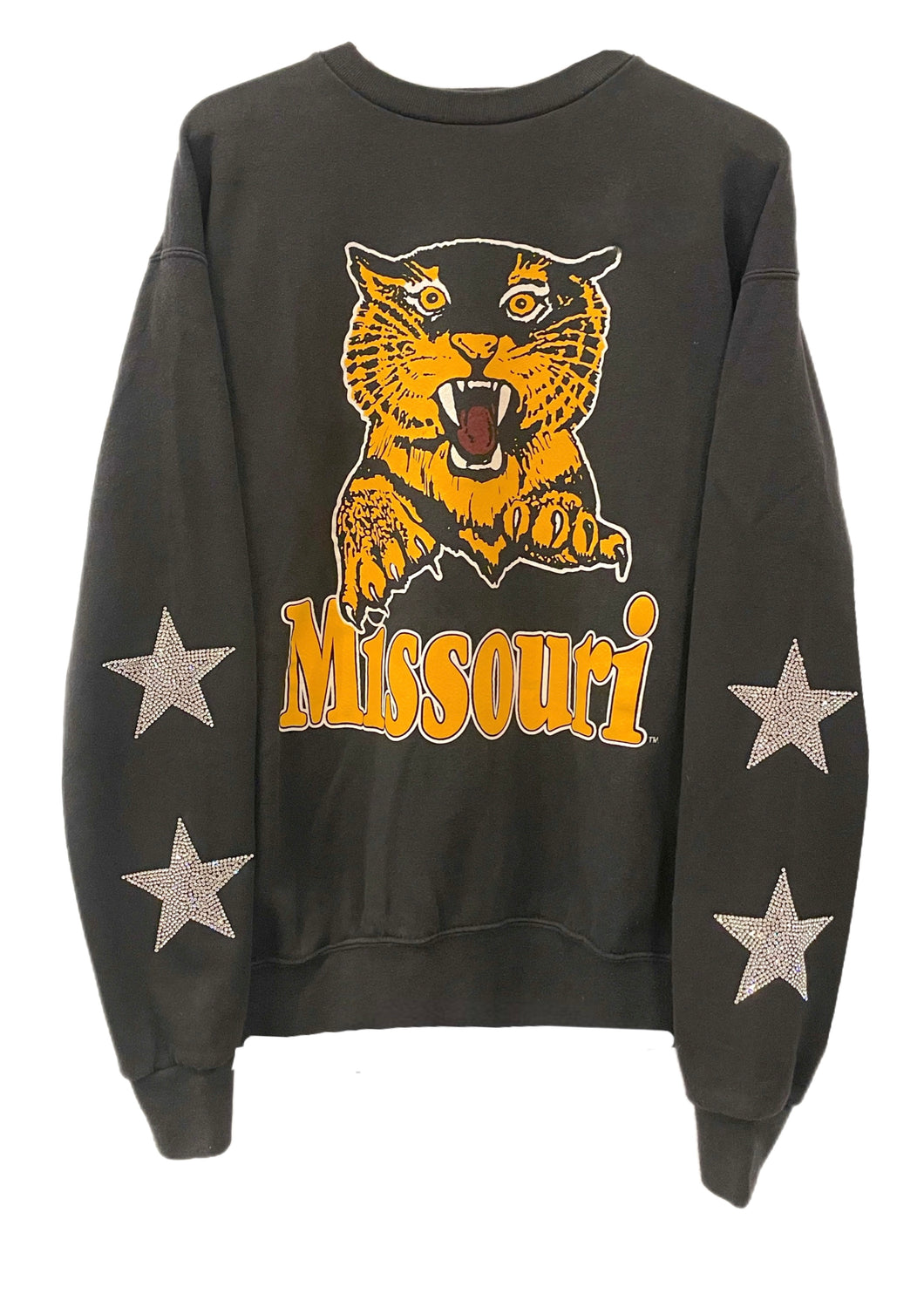 University of Missouri, Tigers One of a KIND Vintage Sweatshirt with Crystal Star Design