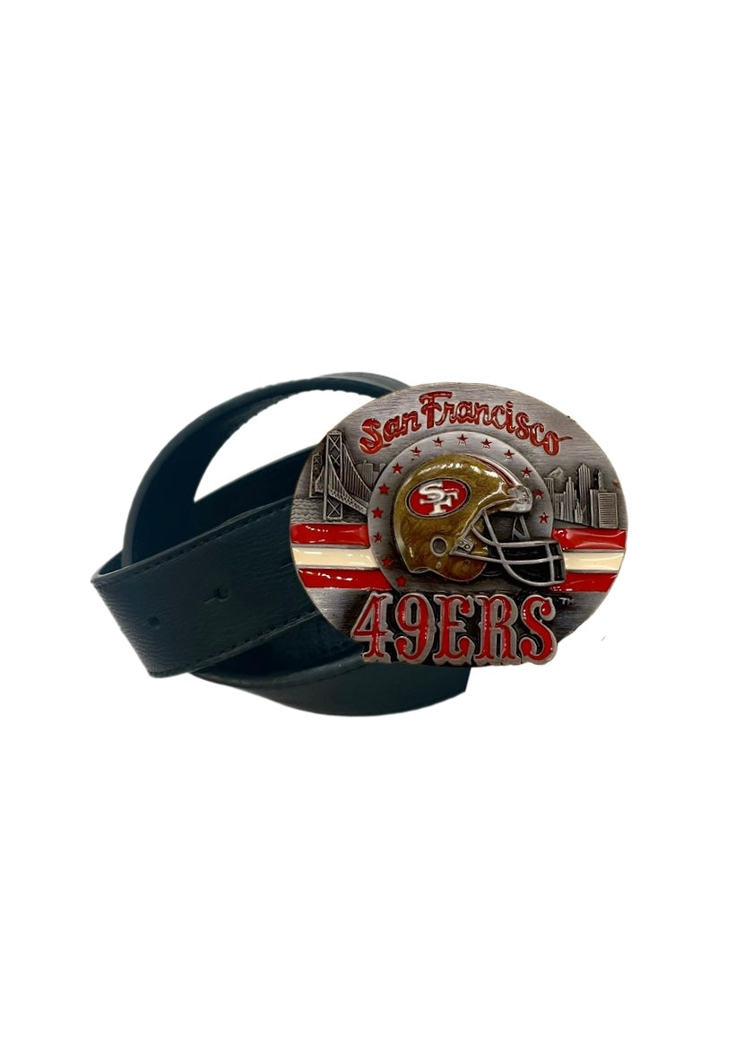 San Francisco 49ers, Football Vintage 1993 Belt Buckle with New Soft Leather Strap