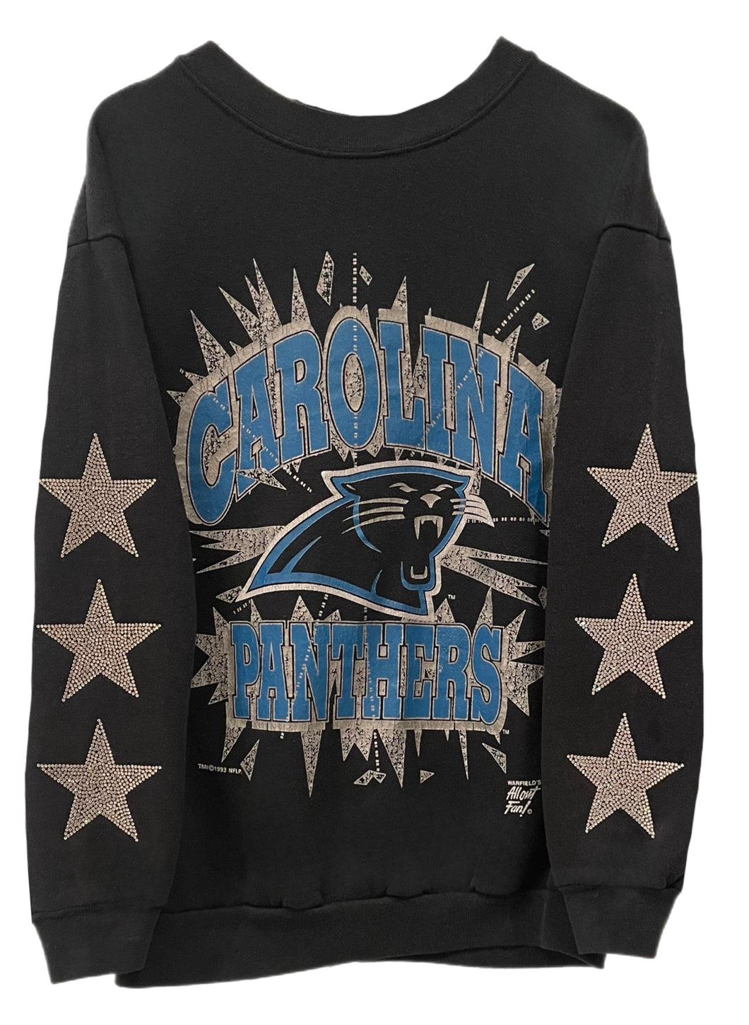 Carolina Panthers, Football One of a KIND Vintage Sweatshirt with Three Crystal Star Design