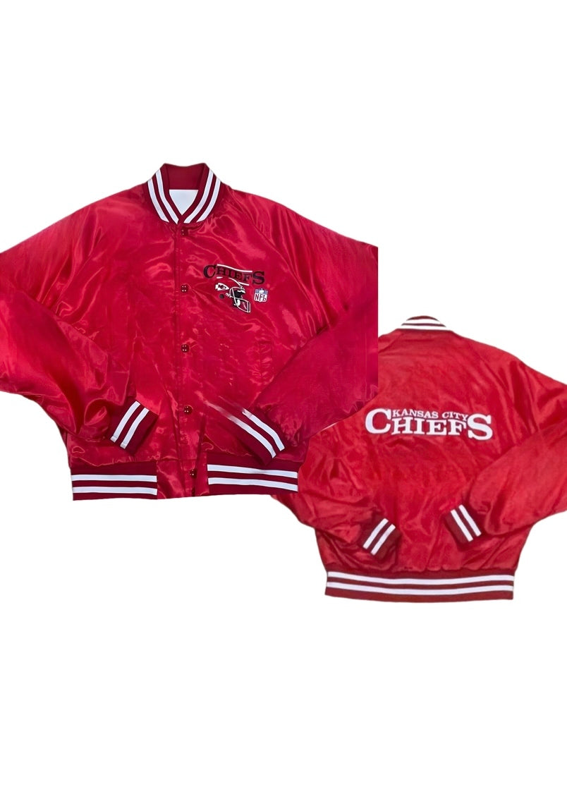 Kansas City Chiefs, NFL One of a KIND Vintage ”Rare Find” Satin Jacket with Crystal Star Design