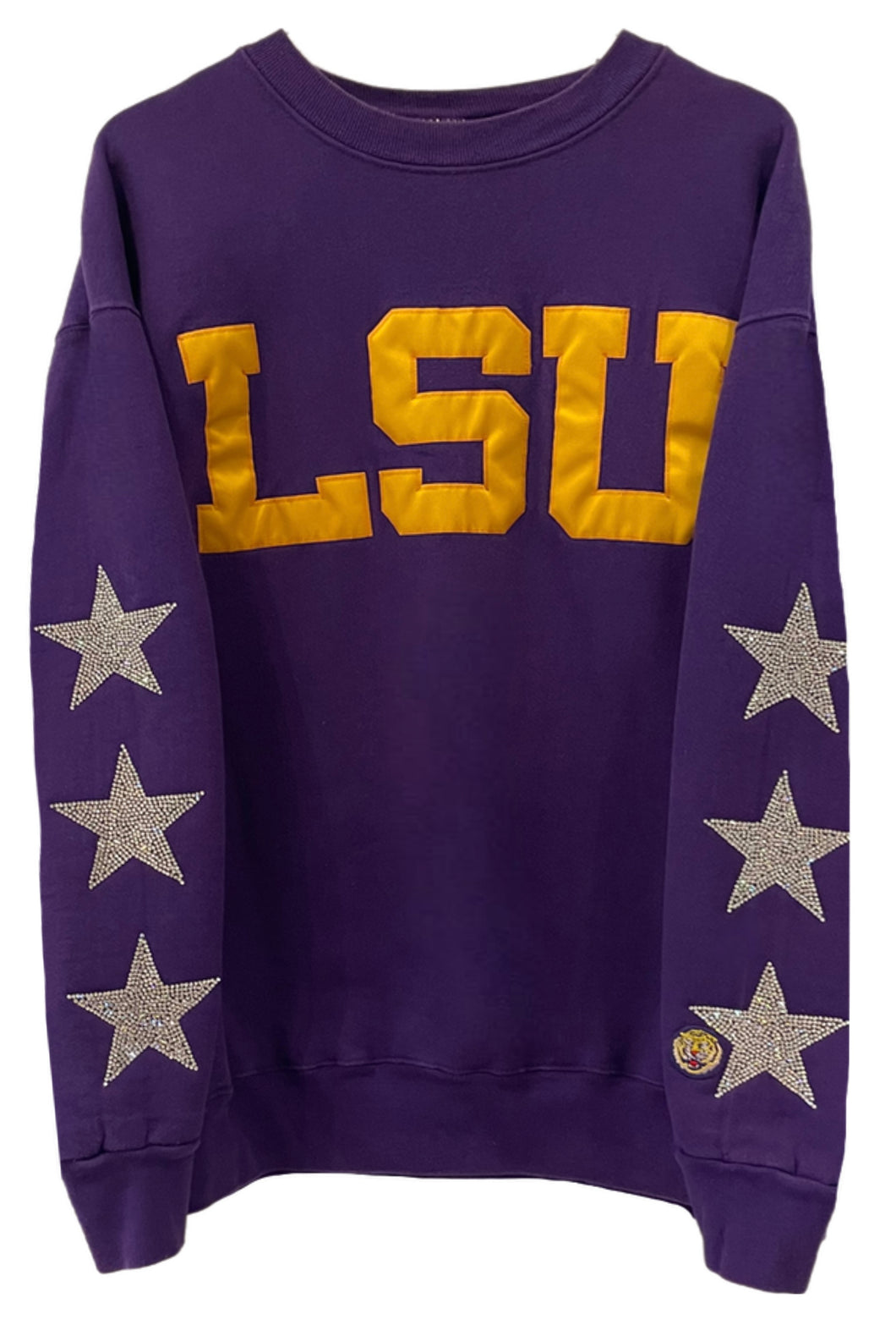 Louisiana State University, LSU Tigers One of a KIND Vintage Sweatshirt with Three Crystal Star Design