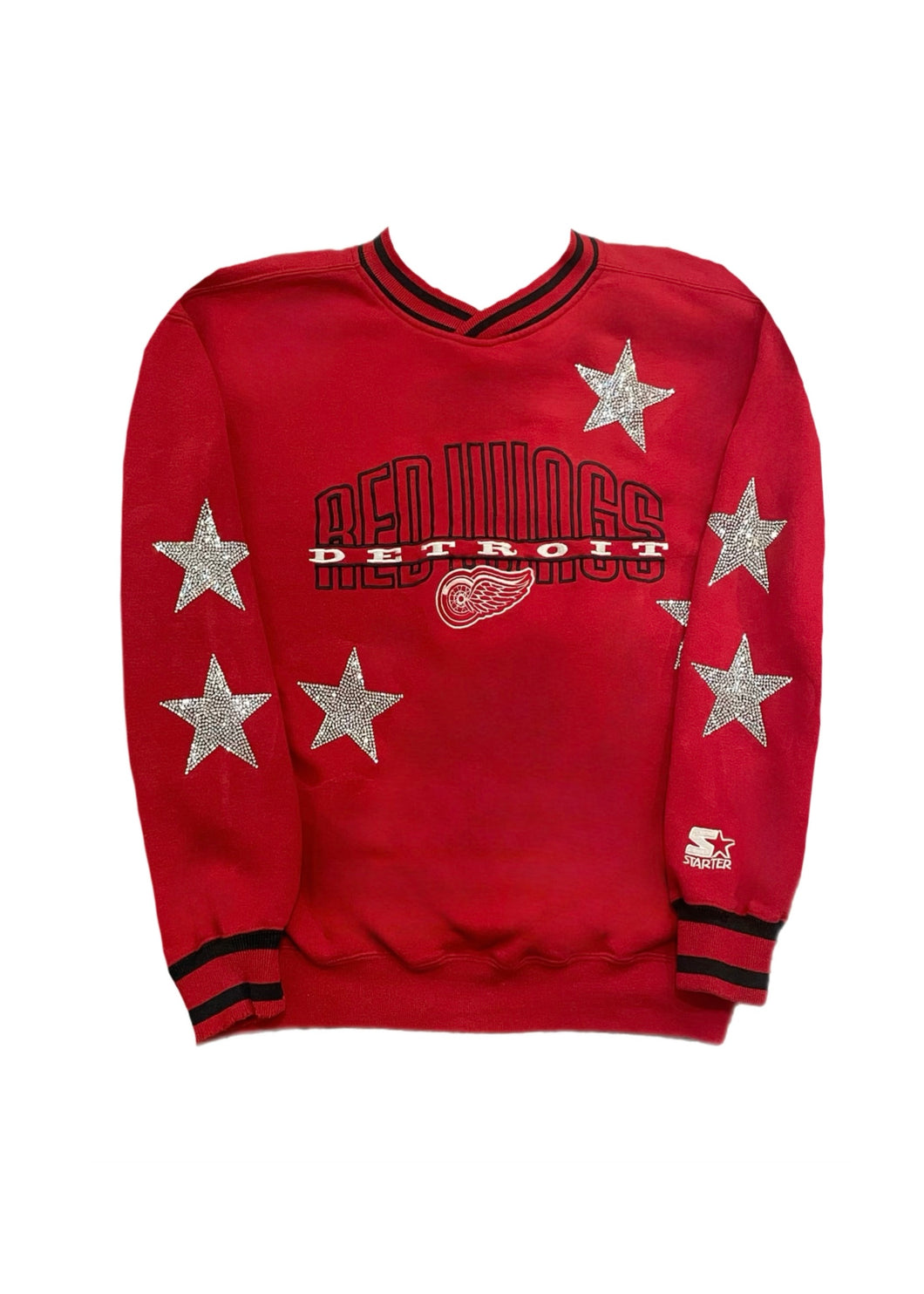 Detroit Red Wings, Hockey One of a KIND Vintage Sweatshirt with Crystal Star Design - Size: Medium