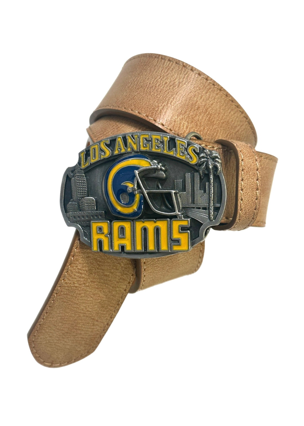 LA Rams, Football Vintage 1988 Belt Buckle with New Soft Leather Strap
