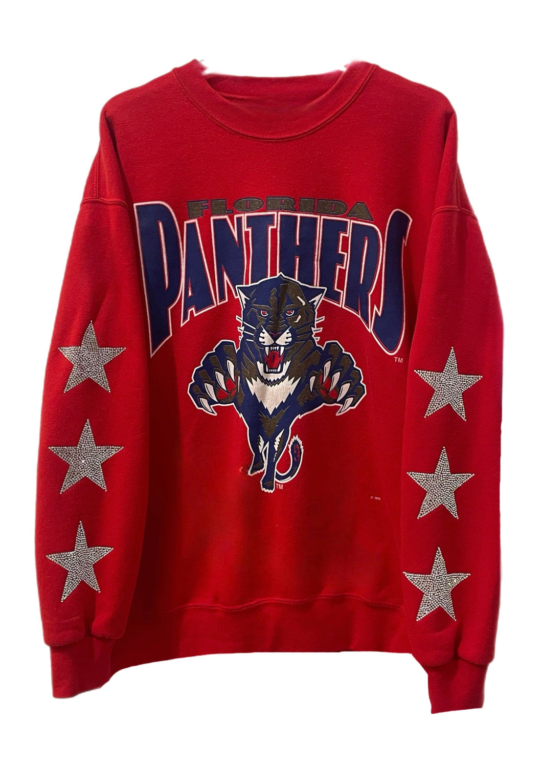 Florida Panthers, Hockey One of a KIND Vintage Sweatshirt with Three Crystal Star Design