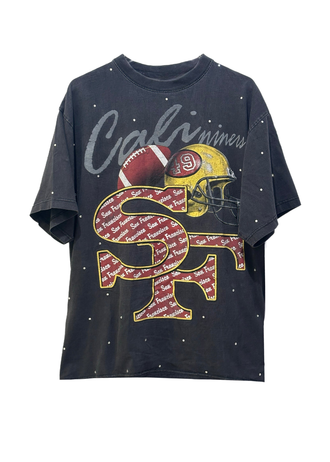 San Francisco 49ers, Football “Rare Find” One of a KIND Vintage Tee with Over All Crystal Design