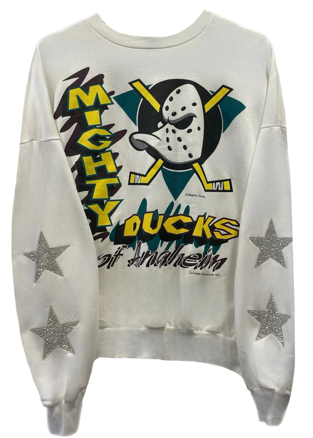 Anaheim Ducks, NHL One of a KIND Vintage “Mighty Ducks” Super Rare Find Sweatshirt with Crystal Star Design - Size: M/L
