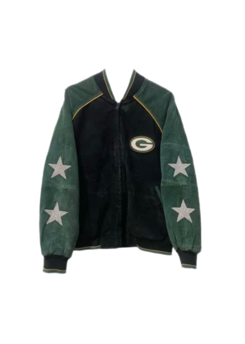Green Bay Packers, Football One of a KIND Vintage Jacket with Crystal Star Design