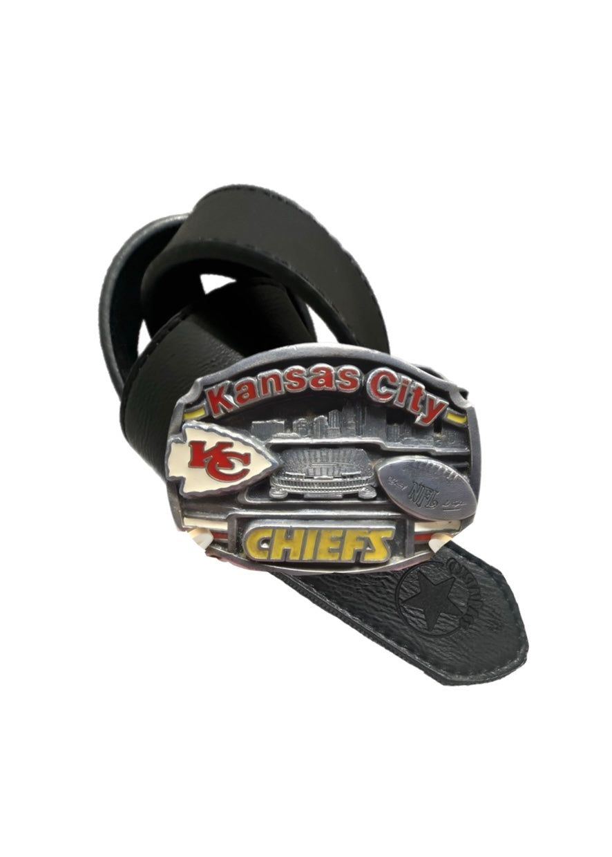 Kansas Chiefs, NFL Vintage 1994 Belt Buckle “Rate Find” Limited Edition with New Soft Leather Strap