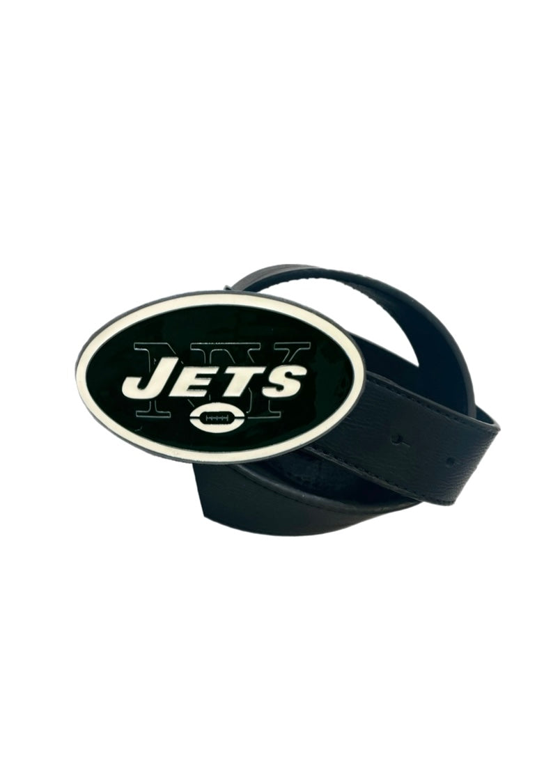 NY Jets, Football Vintage Belt Buckle with New Soft Leather Strap