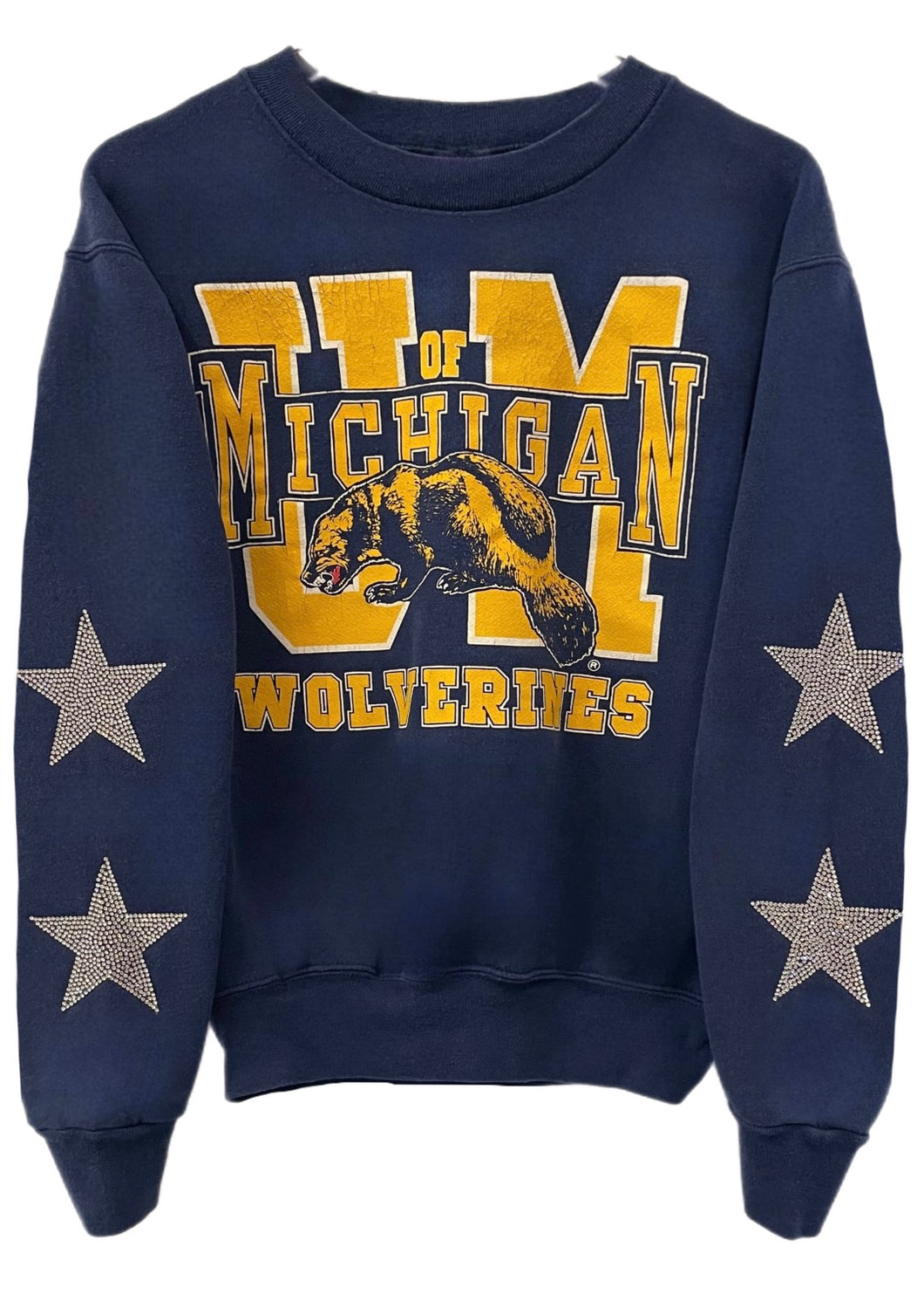 Michigan University, One of a KIND Vintage Sweatshirt with Crystal Star Design