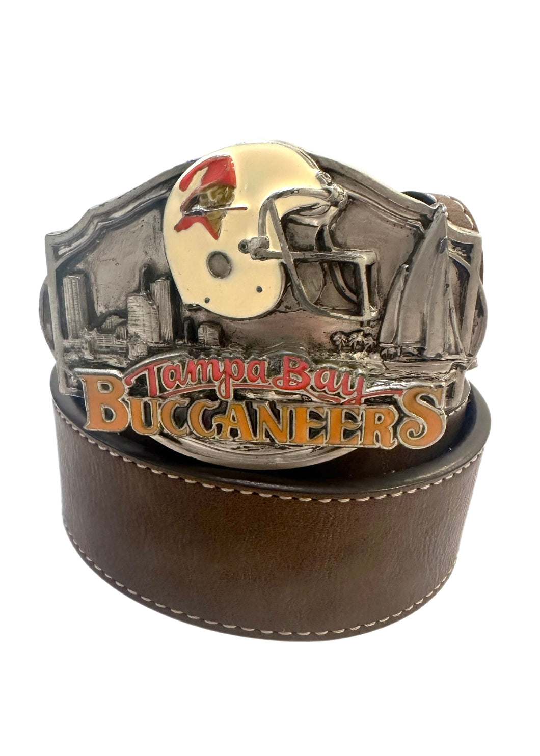 Tampa Bay Buccaneers, Football Vintage 1997 Belt Buckle with New Soft Leather Strap
