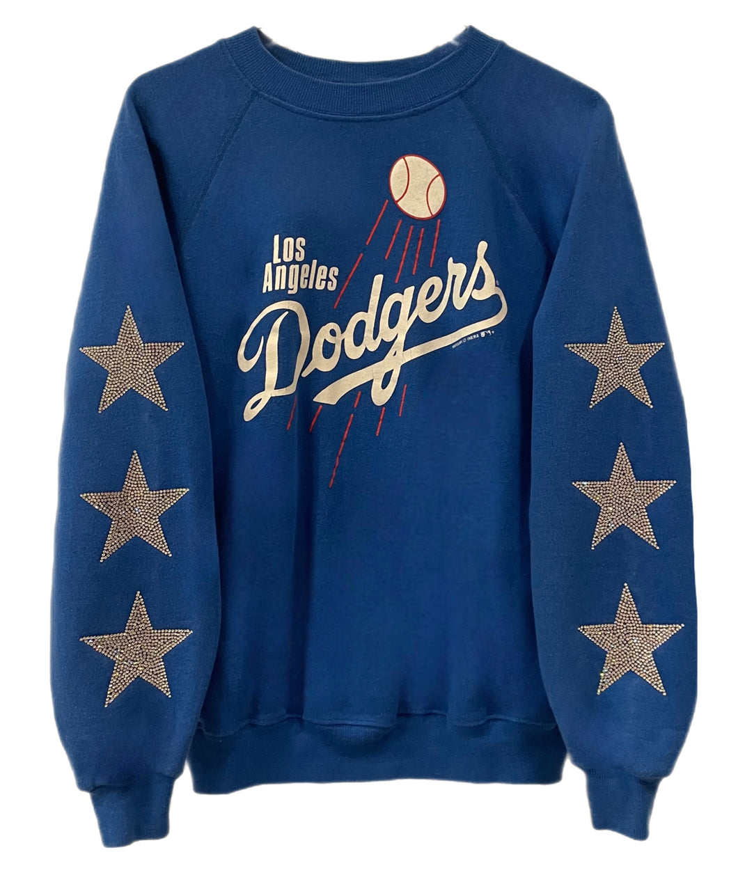 LA Dodgers, MLB One of a KIND “Rare Find” Vintage Sweatshirt with Three Crystal Star Design