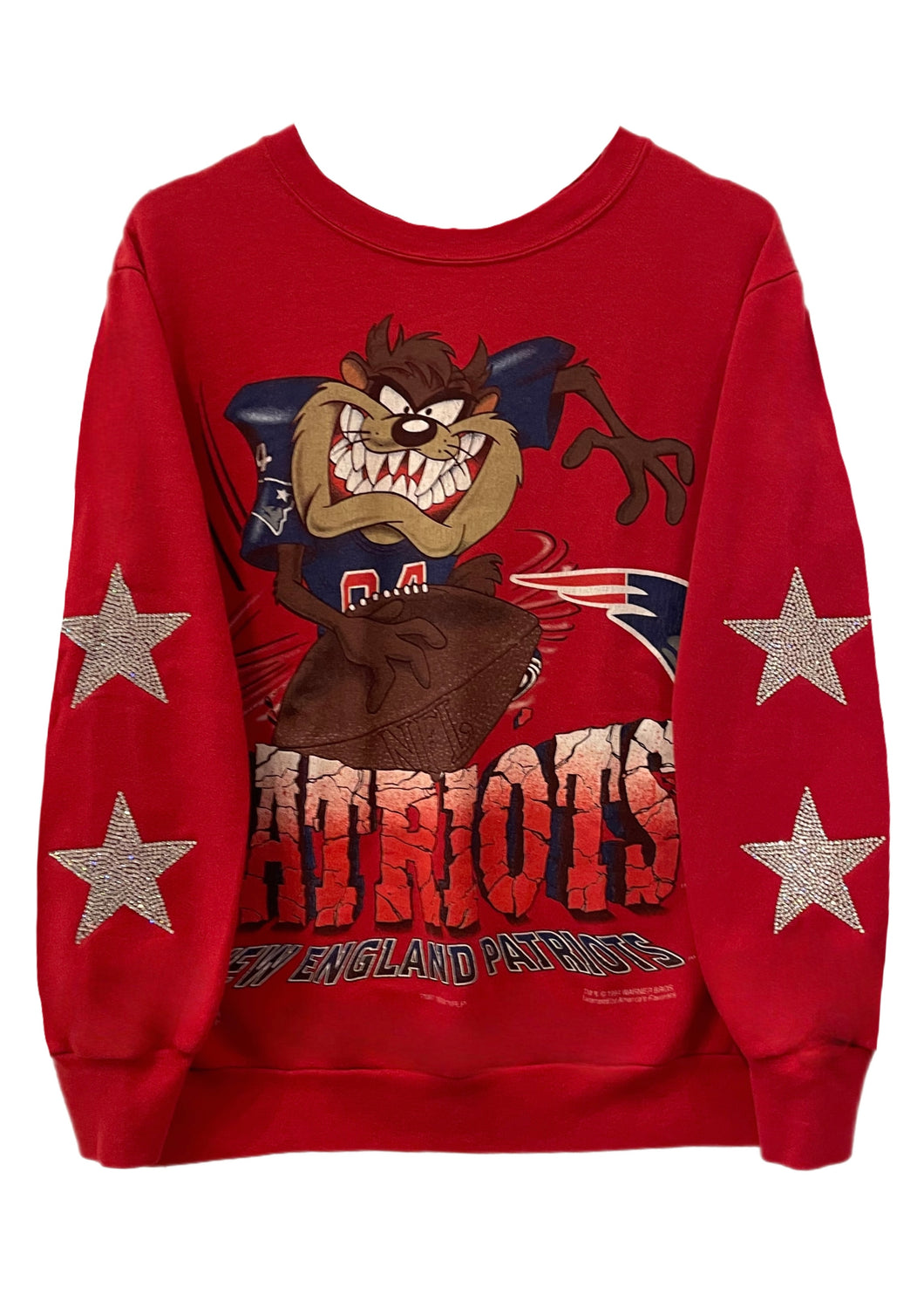 New England Patriots, NFL “Rare Find” One of a KIND Vintage Sweatshirt with Crystal Star Design