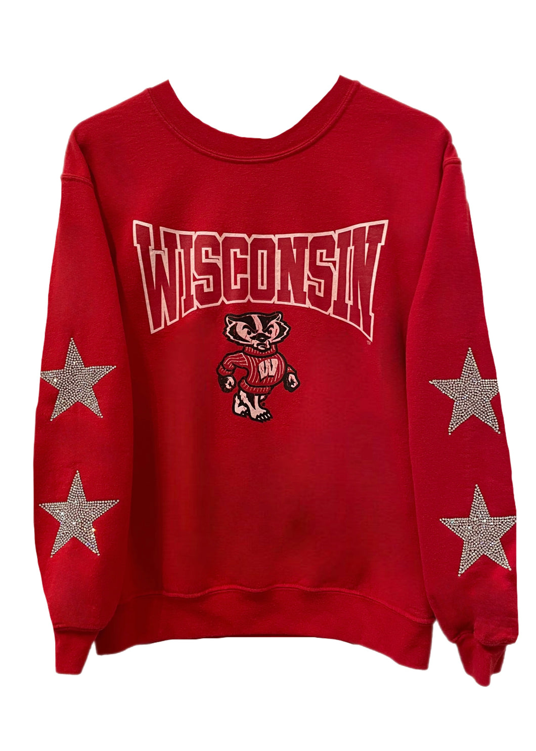 University of Wisconsin, Badgers One of a KIND Vintage Sweatshirt with Crystal Star Design.