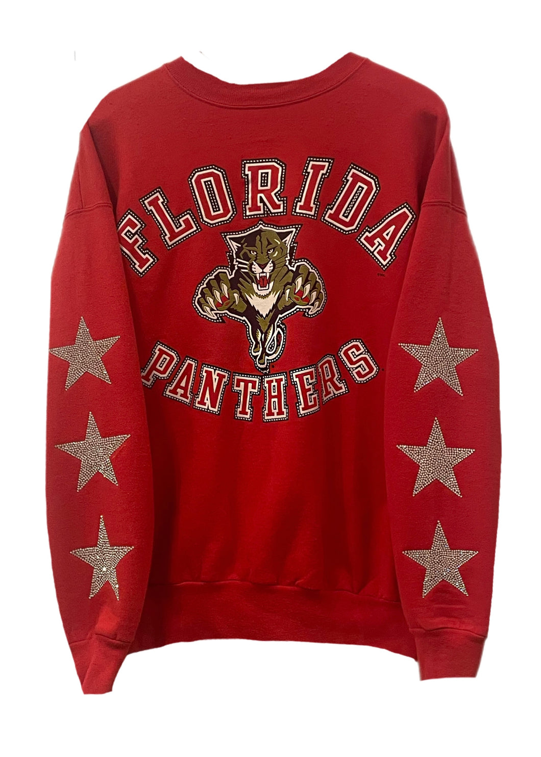 Florida Panthers, Hockey One of a KIND Vintage Sweatshirt with Three Crystal Star Design