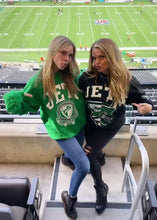 Load and play video in Gallery viewer, NY Jets, NFL One of a KIND Vintage Sweatshirt with Three Crystal Star Design, Custom Crystal Name &amp; #
