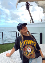 Load image into Gallery viewer, Pittsburgh Steelers, NFL One of a KIND Vintage Tee with Overall Crystal Design
