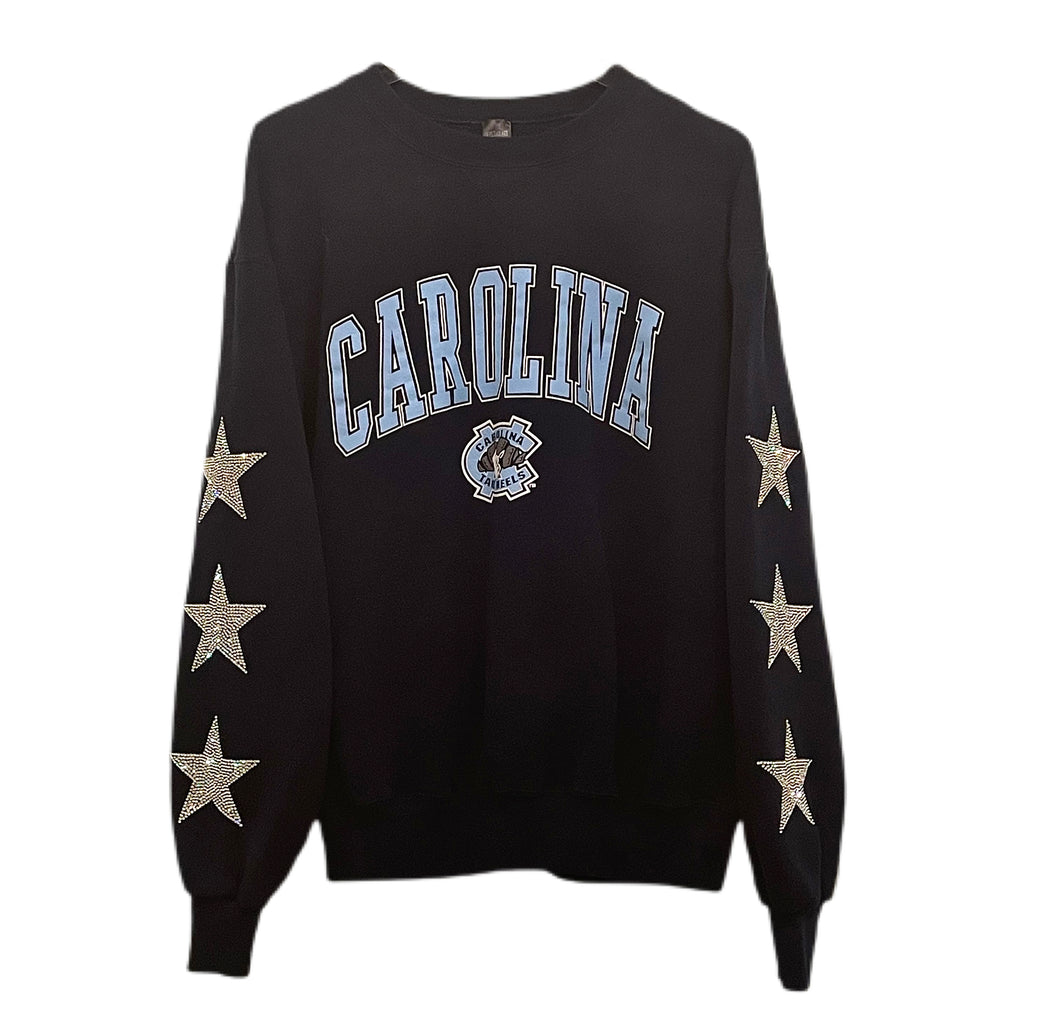 University of North Carolina, One of a KIND Vintage Sweatshirt with Three Crystal Star Design