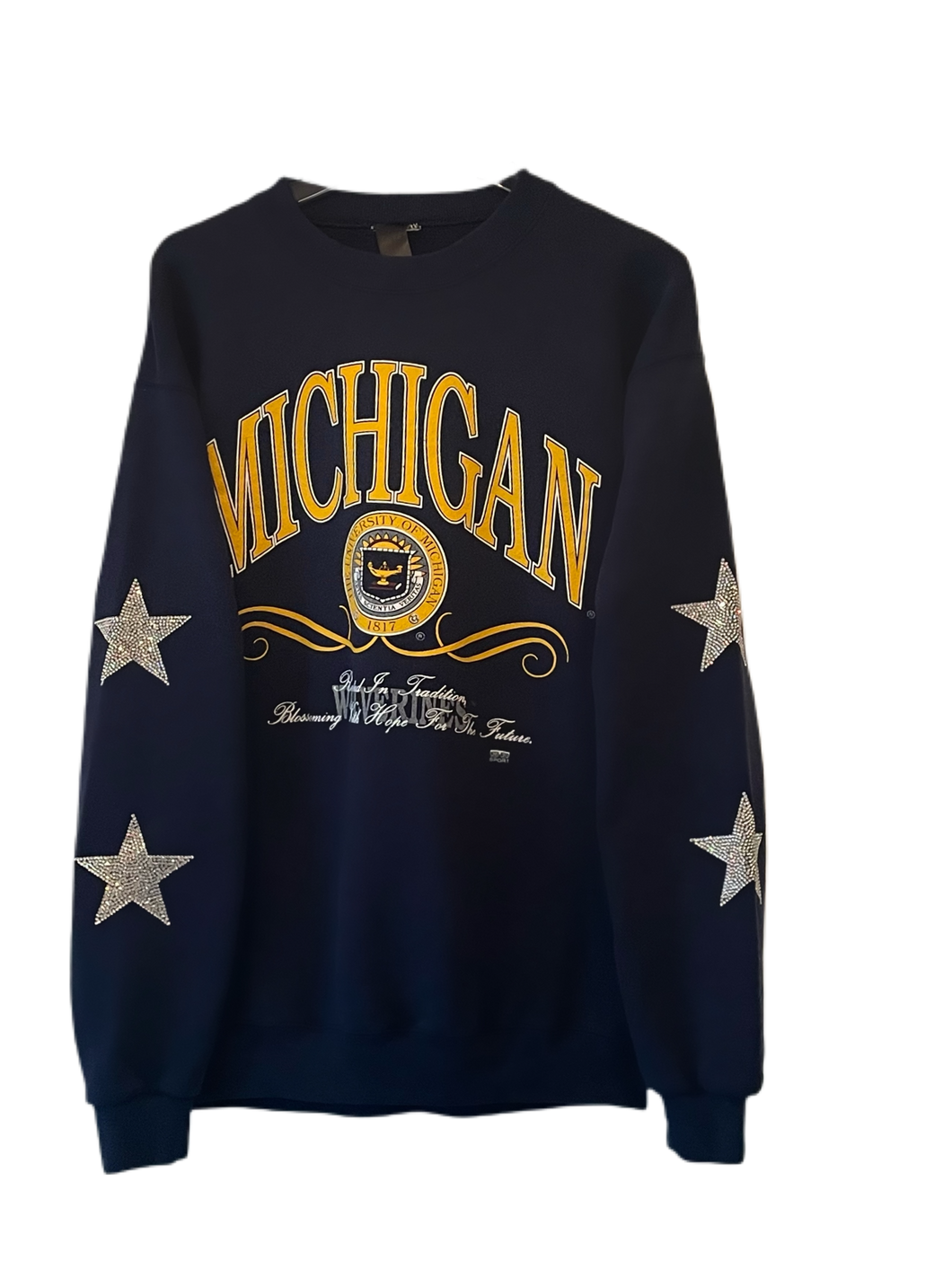 Michigan University, One of a KIND Vintage Sweatshirt with Crystal Star Design