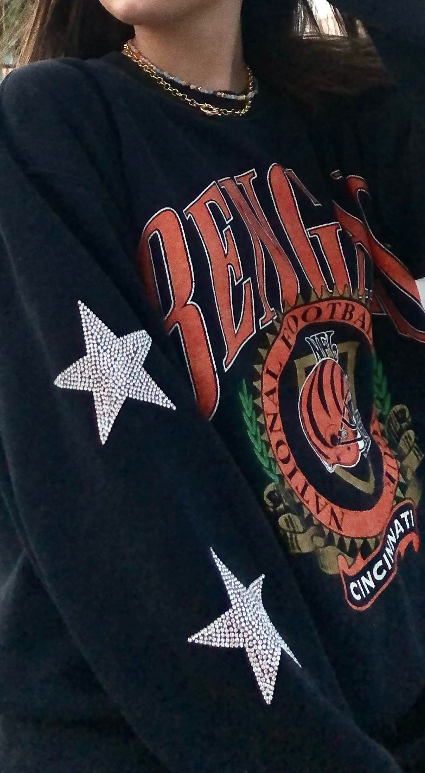 Cincinnati Bengals, NFL One of a KIND Vintage Sweatshirt with Crystal Star  Design