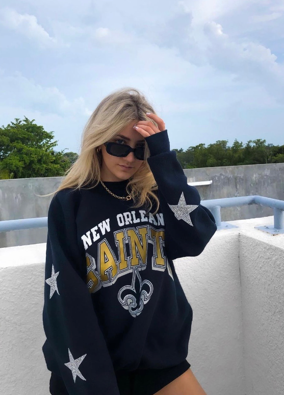 New Orleans Saints, NFL One of a KIND Vintage Sweatshirt with Crystal Star Design