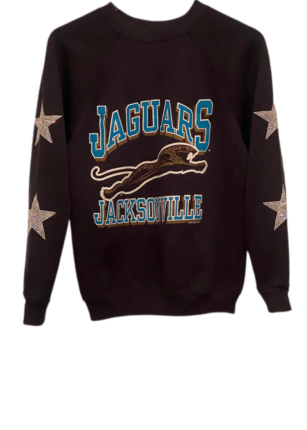 Jacksonville Jaguars, NFL One of a KIND Vintage Sweatshirt with Crystal Star Design with Custom Name
