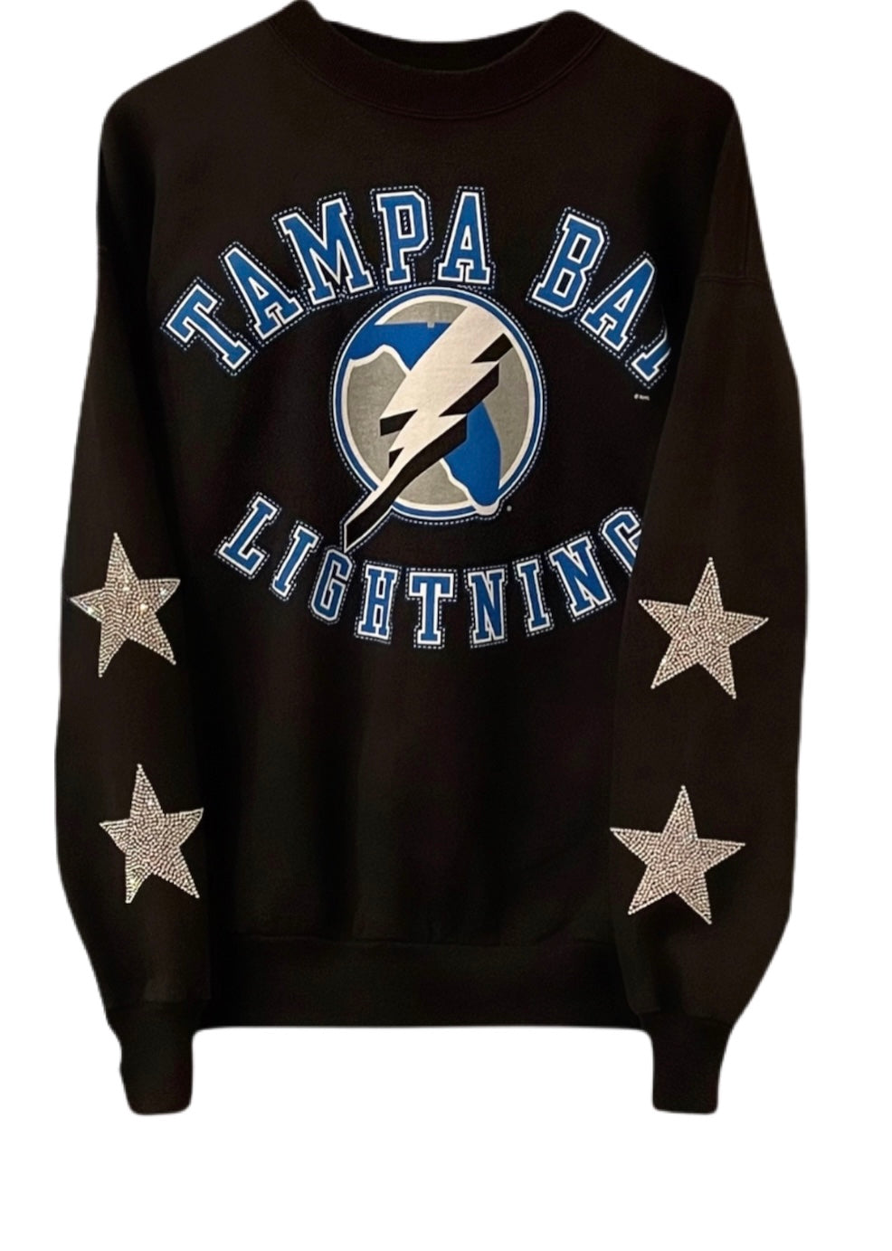 Tampa Bay Lightning, NHL One of a KIND vintage Sweatshirt with Crystal Star Design with Custom Crystal Name & Number