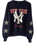 Load image into Gallery viewer, NY Yankees, MLB One of a KIND Vintage Sweatshirt with Crystal Star Design

