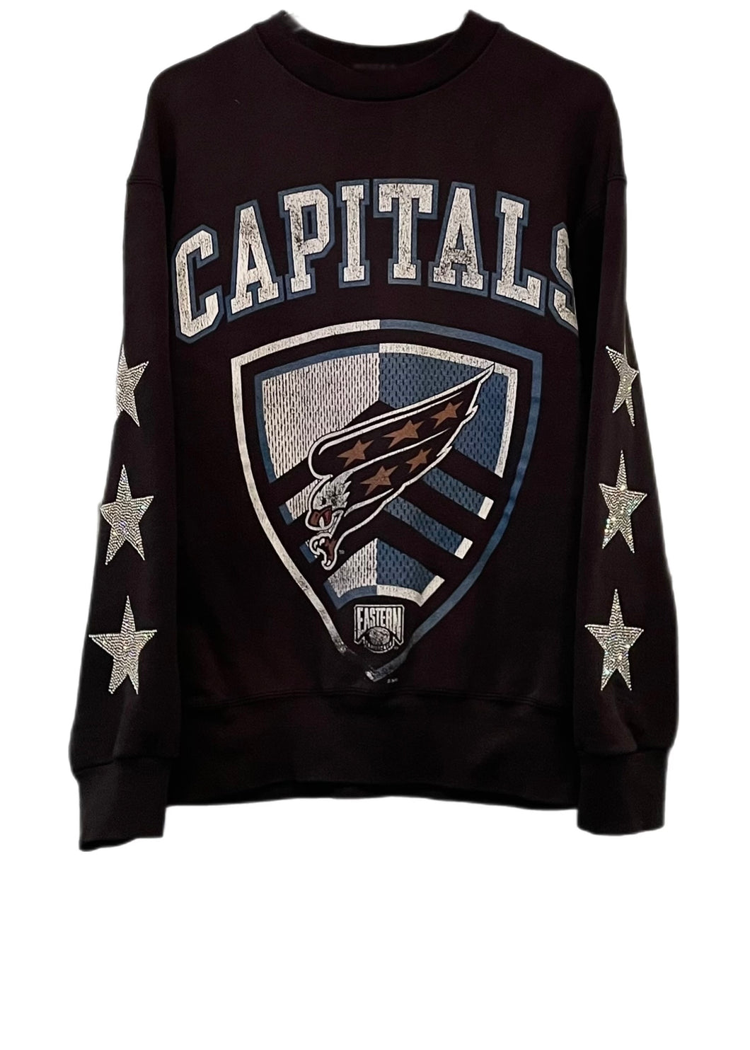 Washington Capitals, NHL One of a KIND Vintage Sweatshirt with Three Crystal Stars Design