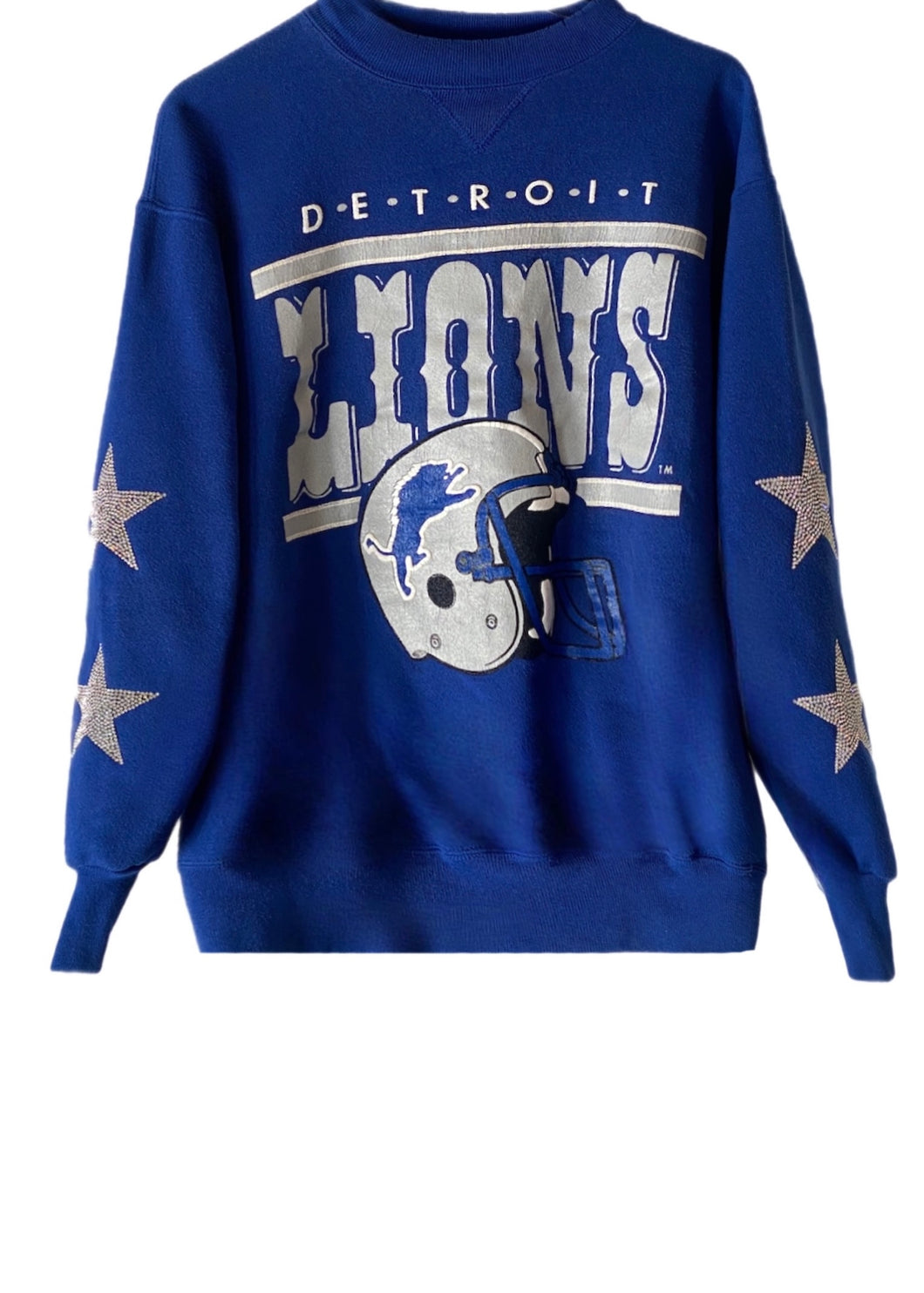 Detroit, Michigan Lions, NFL “Early 90’s” One of a KIND Vintage Sweatshirt with Crystal Star Design