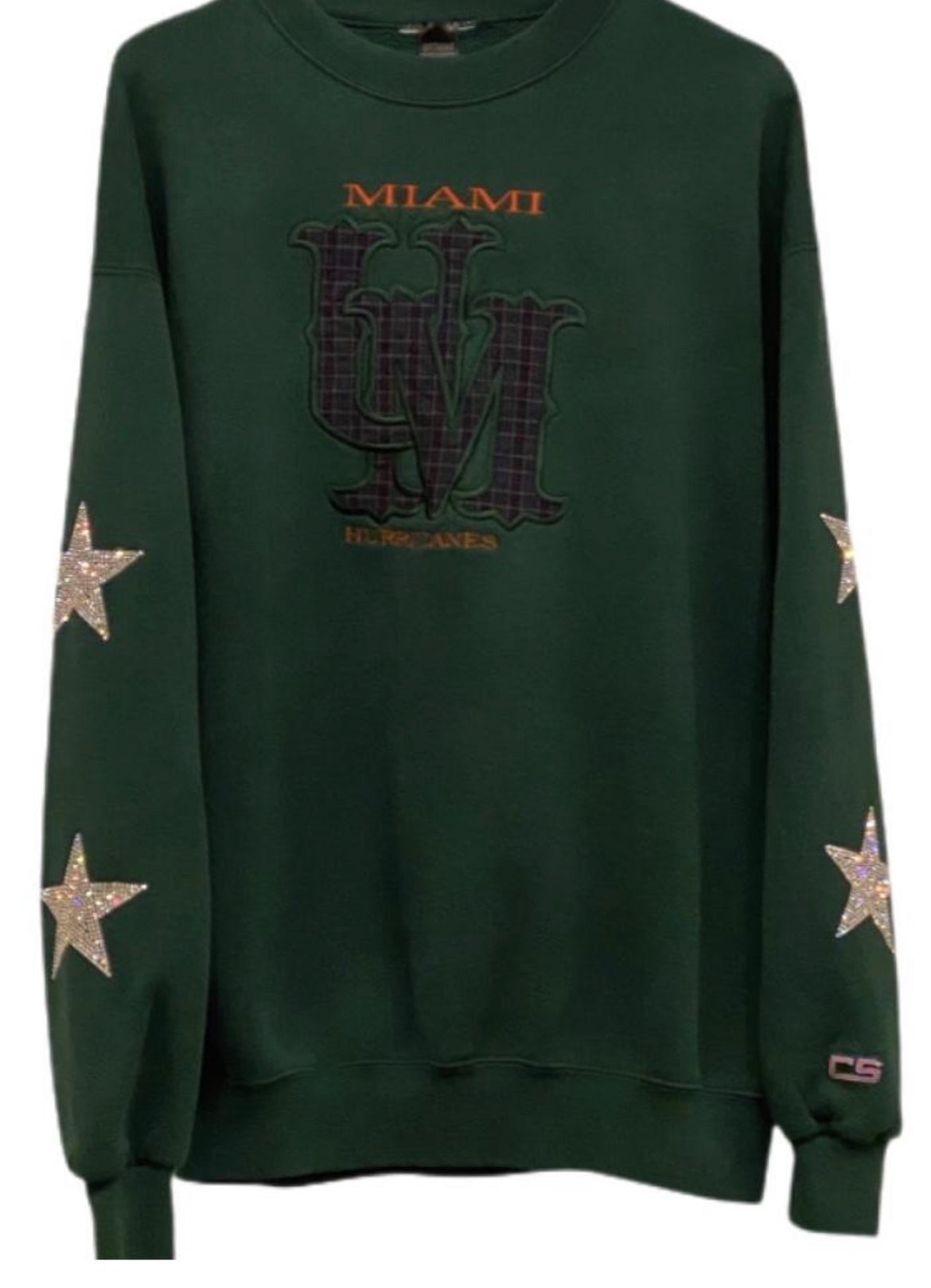 University of Miami, One of a KIND Vintage Miami Hurricanes Sweatshirt with  Crystal Star Design