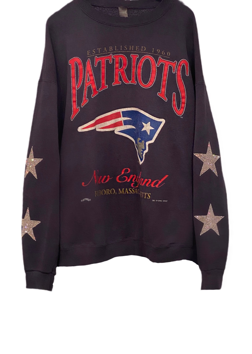 New England Patriots, NFL One of a KIND Vintage Sweatshirt with Crystal Star Design