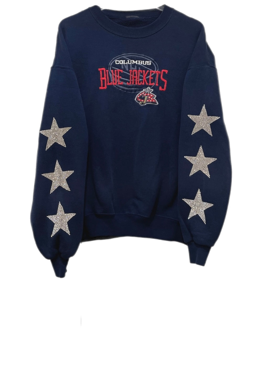 Columbus Blue Jackets, NHL One of a KIND Vintage Sweatshirt with Three Crystal Star Design