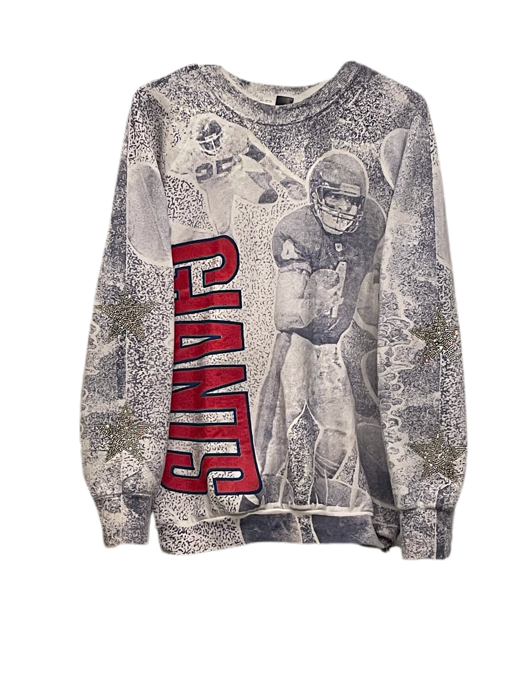 NY Giants, NFL “Rare Find” One of a KIND Vintage Sweatshirt with Crystal Star Design