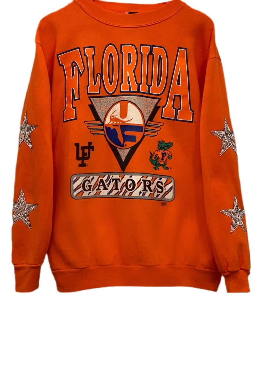 University of Florida, One of a KIND Vintage UF Gator Sweatshirt with Crystal Star Design