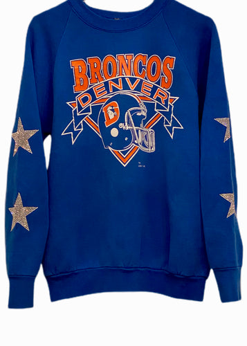 Denver Broncos, NFL One of a KIND Vintage “Rare Find” Sweatshirt with  Crystal Star Design