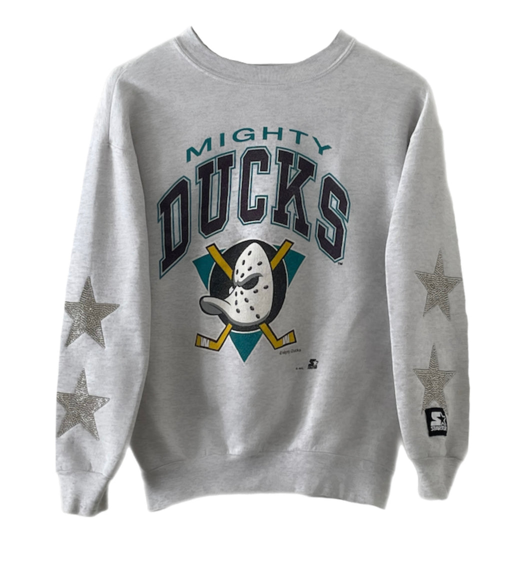 Anaheim Ducks, NHL One of a KIND Vintage “Mighty Ducks” Sweatshirt with Crystal Star Design.