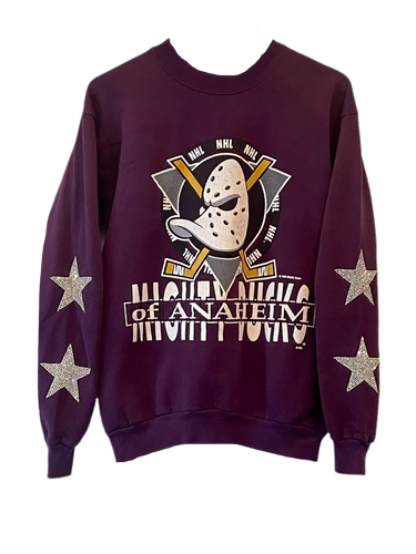 deadmansupplyco Vintage Hockey - Anaheim Ducks (Gold Ducks Wordmark) Crewneck Sweatshirt