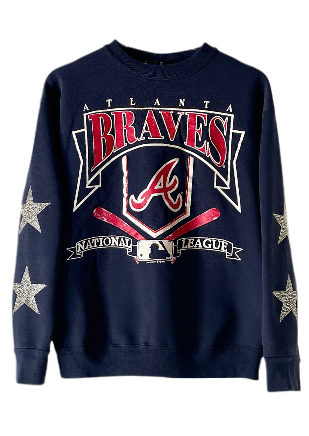 Atlanta Braves, MLB One of a KIND Vintage Sweatshirt with Three Crystal  Star Design