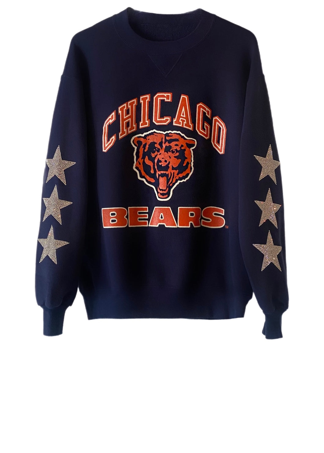 Chicago Bears, NFL One of a KIND Vintage Sweatshirt with Three Crystal Star Design