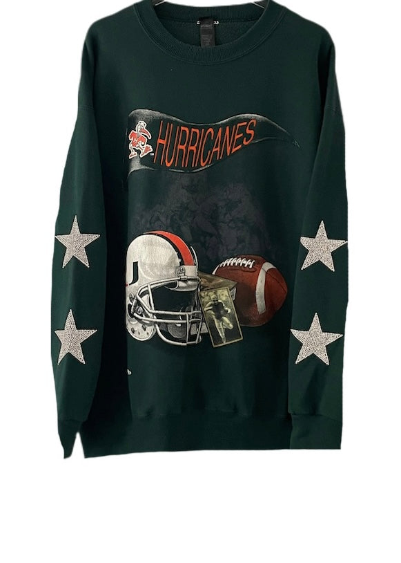 ShopCrystalRags New England Patriots, NFL One of A Kind Vintage Sweatshirt with Crystal Star Design