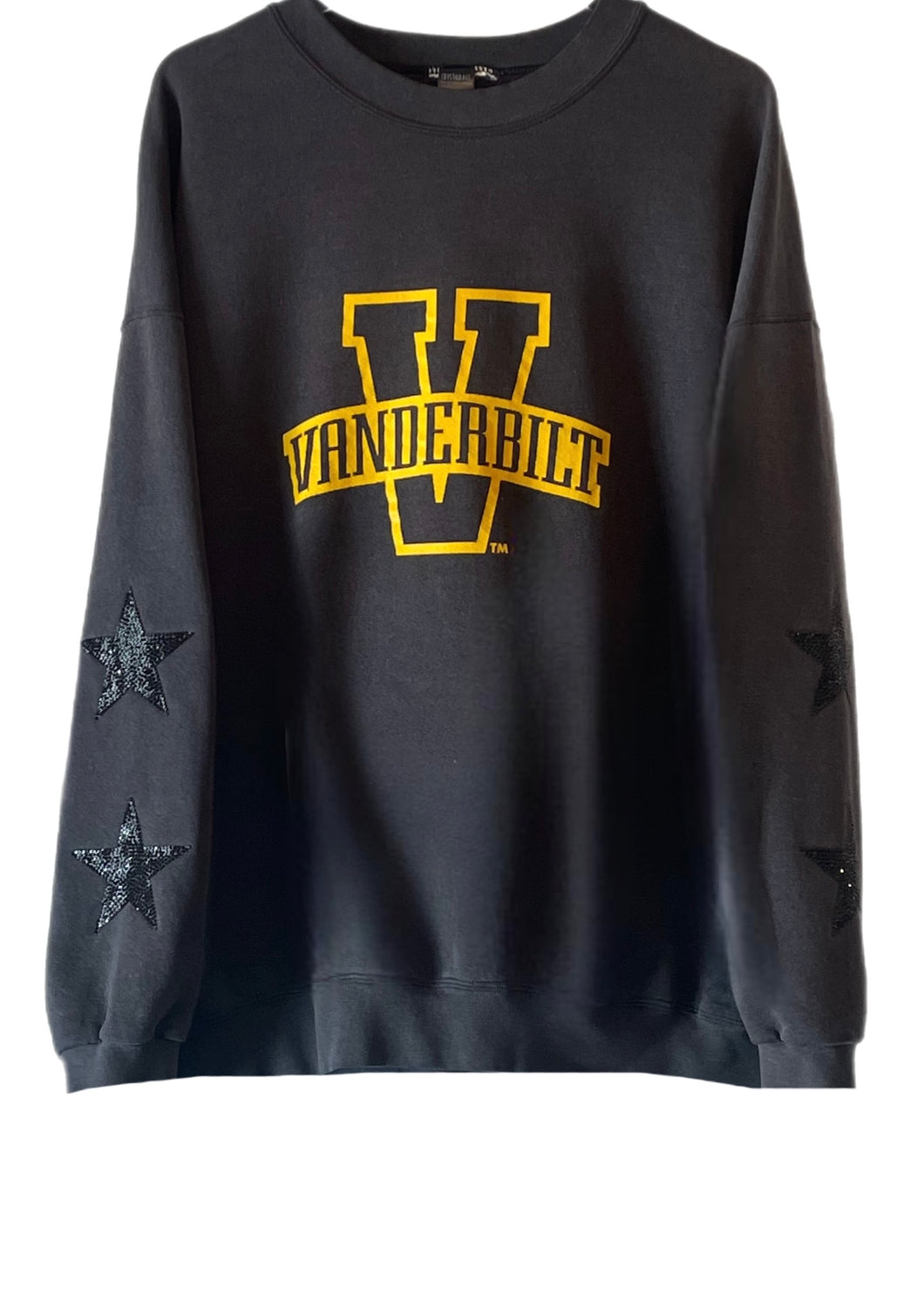 Vanderbilt University, One of a KIND Vintage, Vandy Black Sweatshirt with Black Crystal Star Design with Custom Name