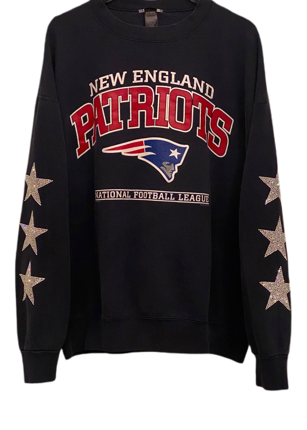 New England Patriots, Football One of a KIND Vintage Sweatshirt with Three Crystal Star Design