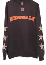 Load image into Gallery viewer, Cincinnati Bengals, NFL One of a KIND Vintage Sweatshirt with Three Crystal Star Design

