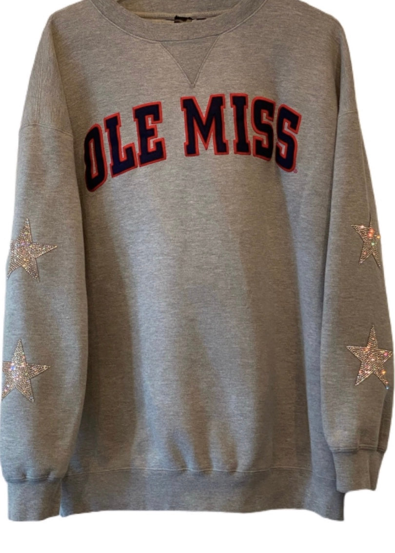 University of Mississppi, One of a KIND Vintage Ole Miss Sweatshirt with Crystal Star Design