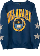 Load image into Gallery viewer, University of Delaware, One of a KIND Vintage Sweatshirt with Crystal Star Design
