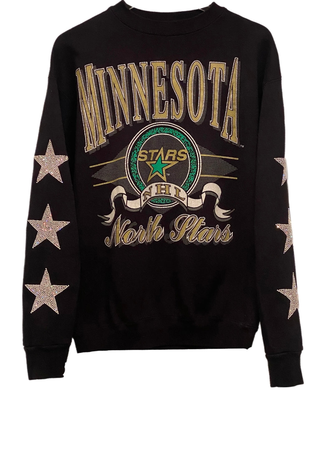 Minnesota North Stars, NHL One of a KIND Vintage Sweatshirt with Three Crystal Stars Design